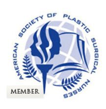 A blue and white logo for the american society of plastic surgeons.