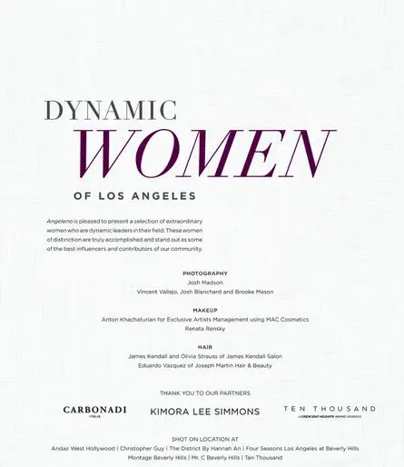 A white sheet with the words dynamic women of los angeles written on it.